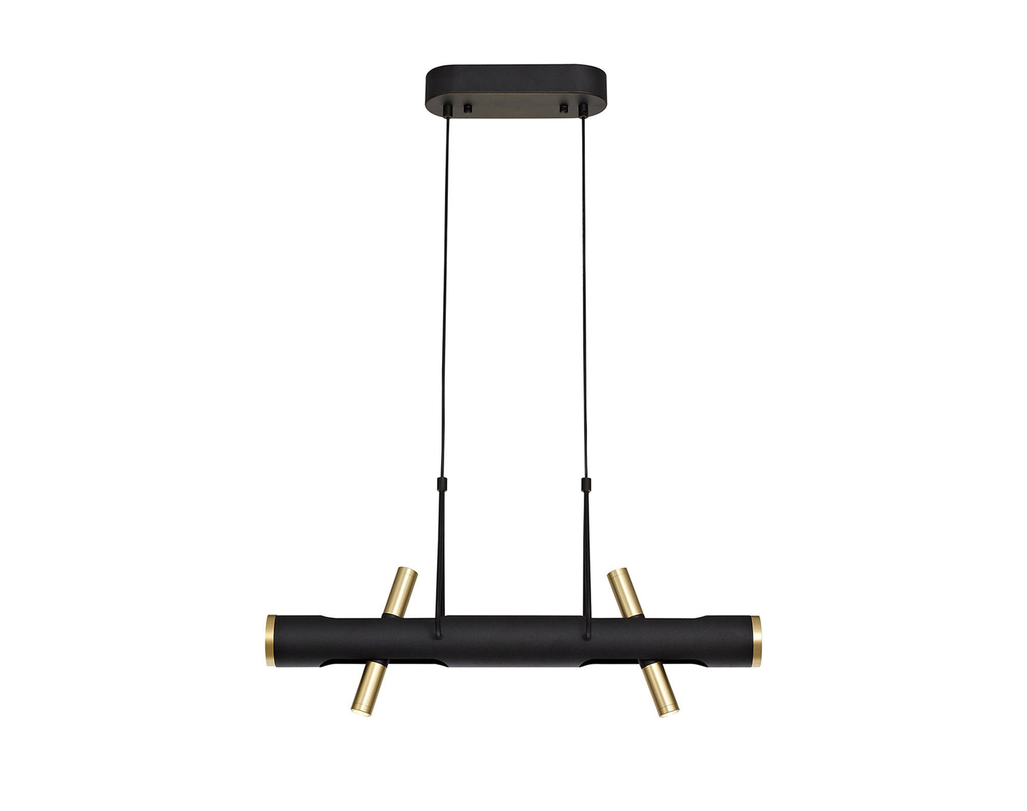 Hatchmere Linear Pendant , 4 x 2W LED, 3000K, 1120lm, Sand Black, Gold, 3yrs Warranty
