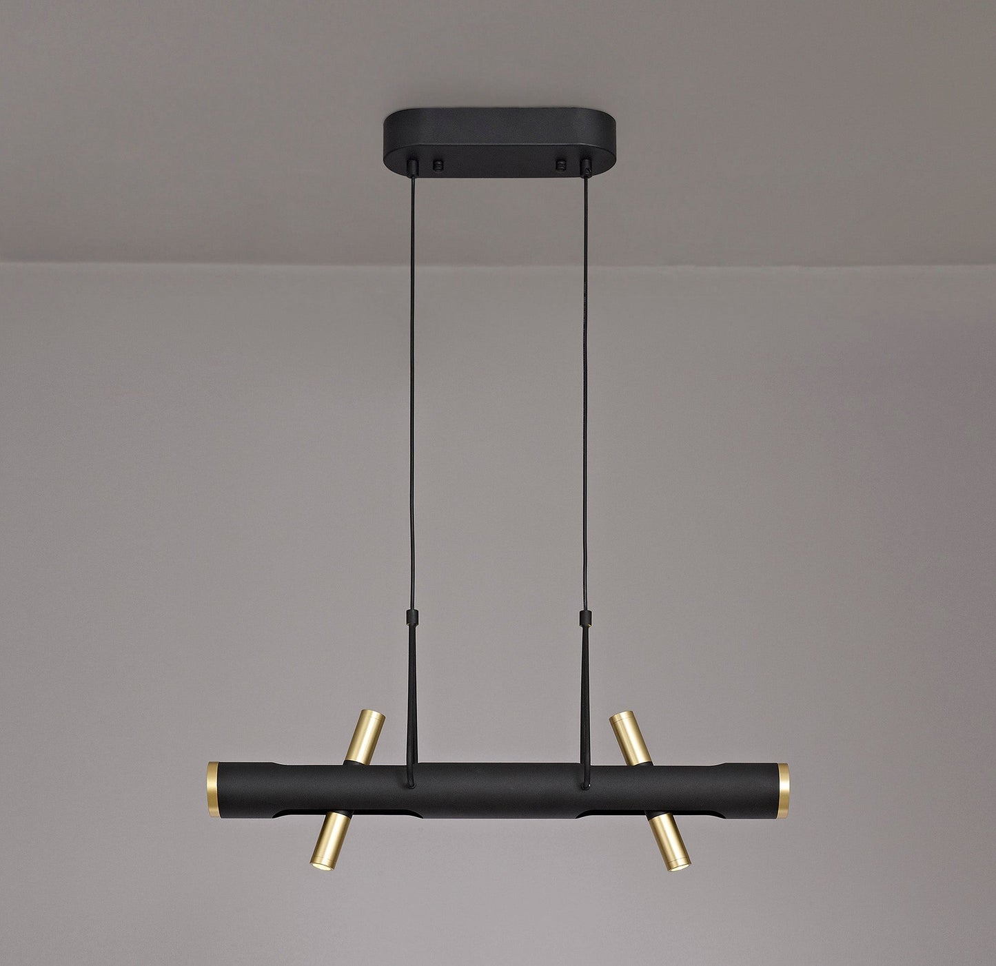 Hatchmere Linear Pendant , 4 x 2W LED, 3000K, 1120lm, Sand Black, Gold, 3yrs Warranty
