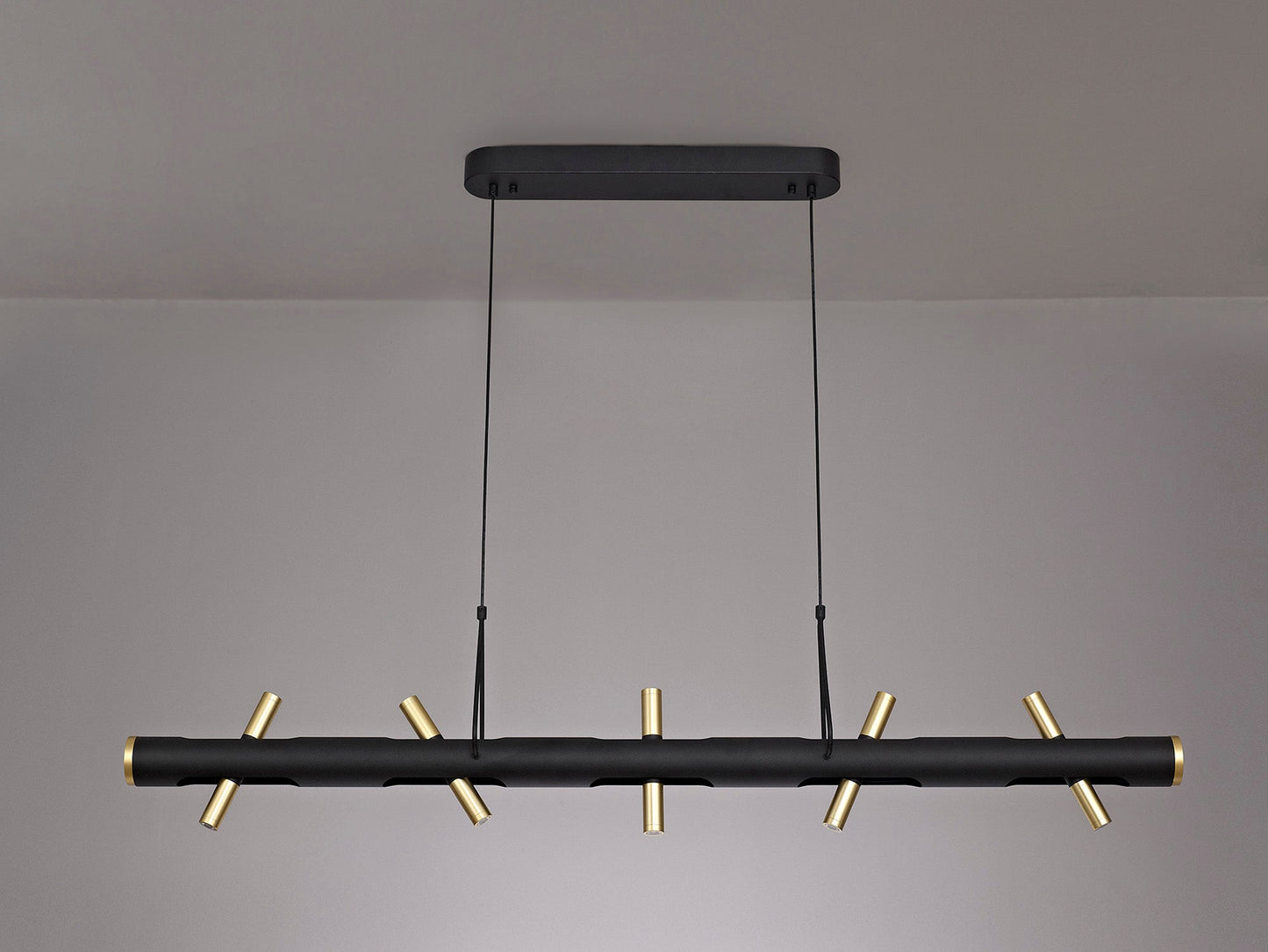 Hatchmere Linear Pendant , 10 x 2W LED, 3000K, 2800lm, Sand Black, Gold, 3yrs Warranty