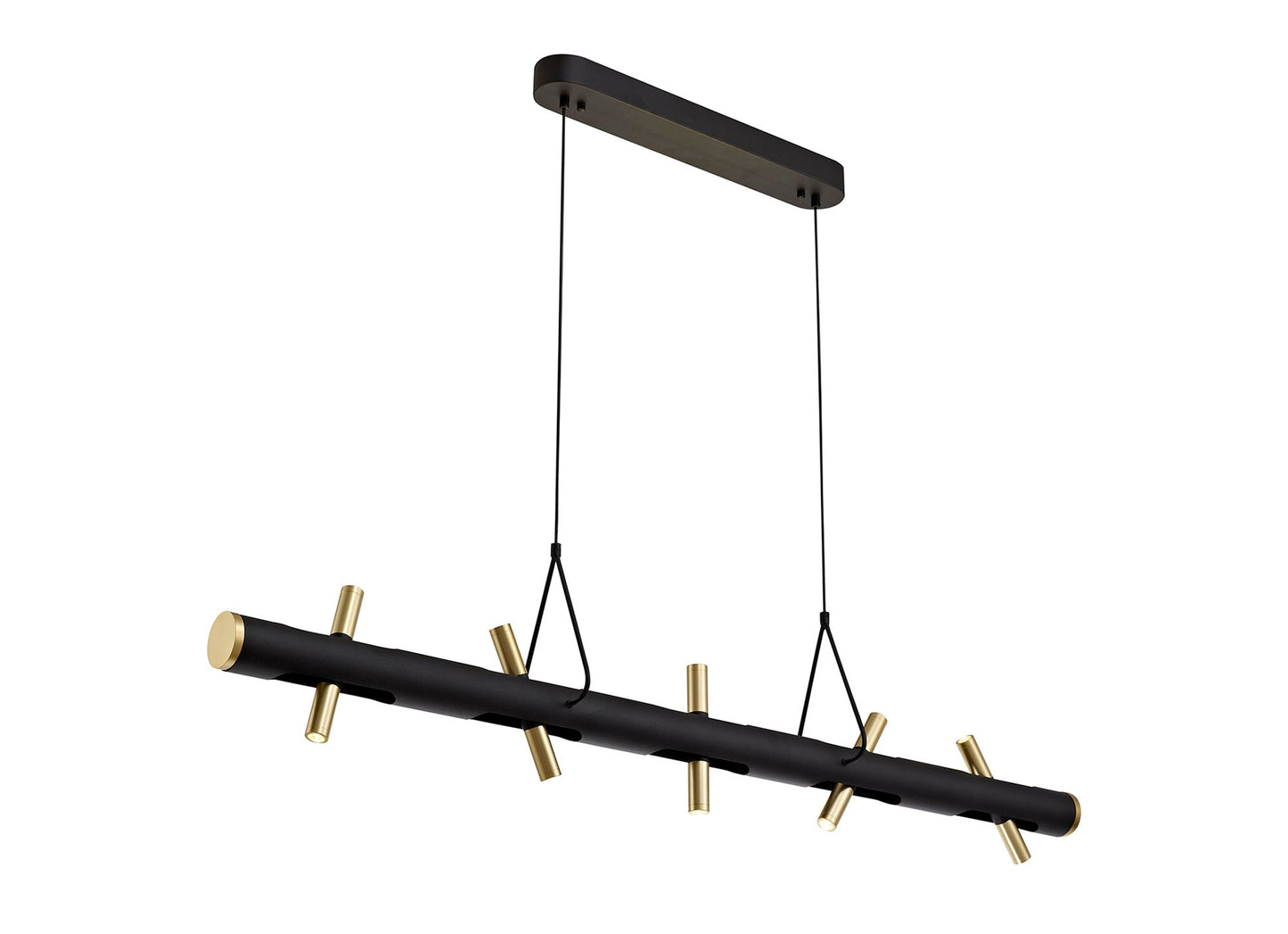 Hatchmere Linear Pendant , 10 x 2W LED, 3000K, 2800lm, Sand Black, Gold, 3yrs Warranty