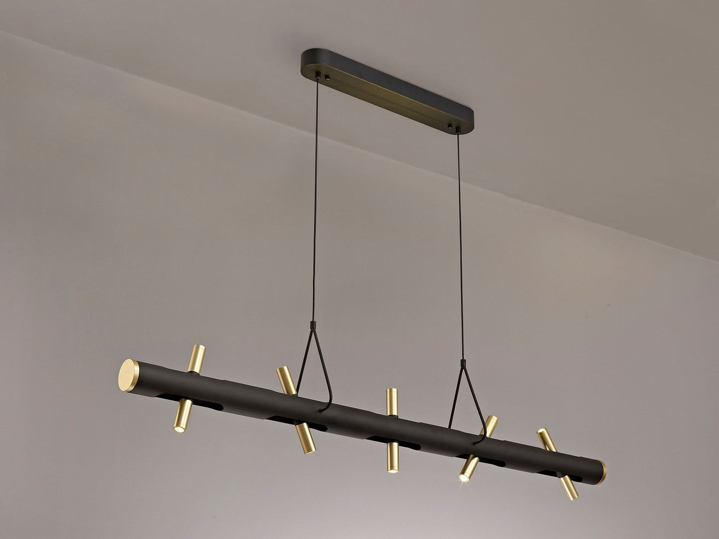 Hatchmere Linear Pendant , 10 x 2W LED, 3000K, 2800lm, Sand Black, Gold, 3yrs Warranty