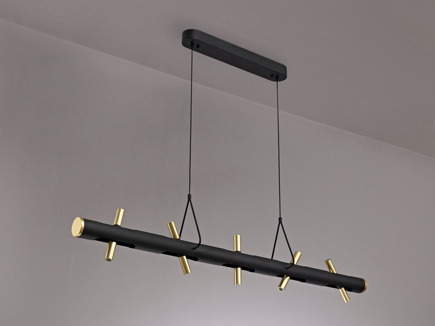 Hatchmere Linear Pendant , 10 x 2W LED, 3000K, 2800lm, Sand Black, Gold, 3yrs Warranty