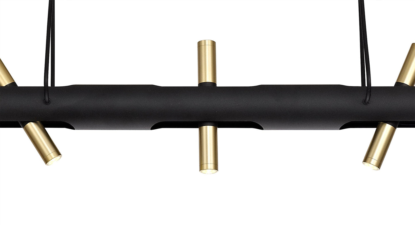 Hatchmere Linear Pendant , 10 x 2W LED, 3000K, 2800lm, Sand Black, Gold, 3yrs Warranty
