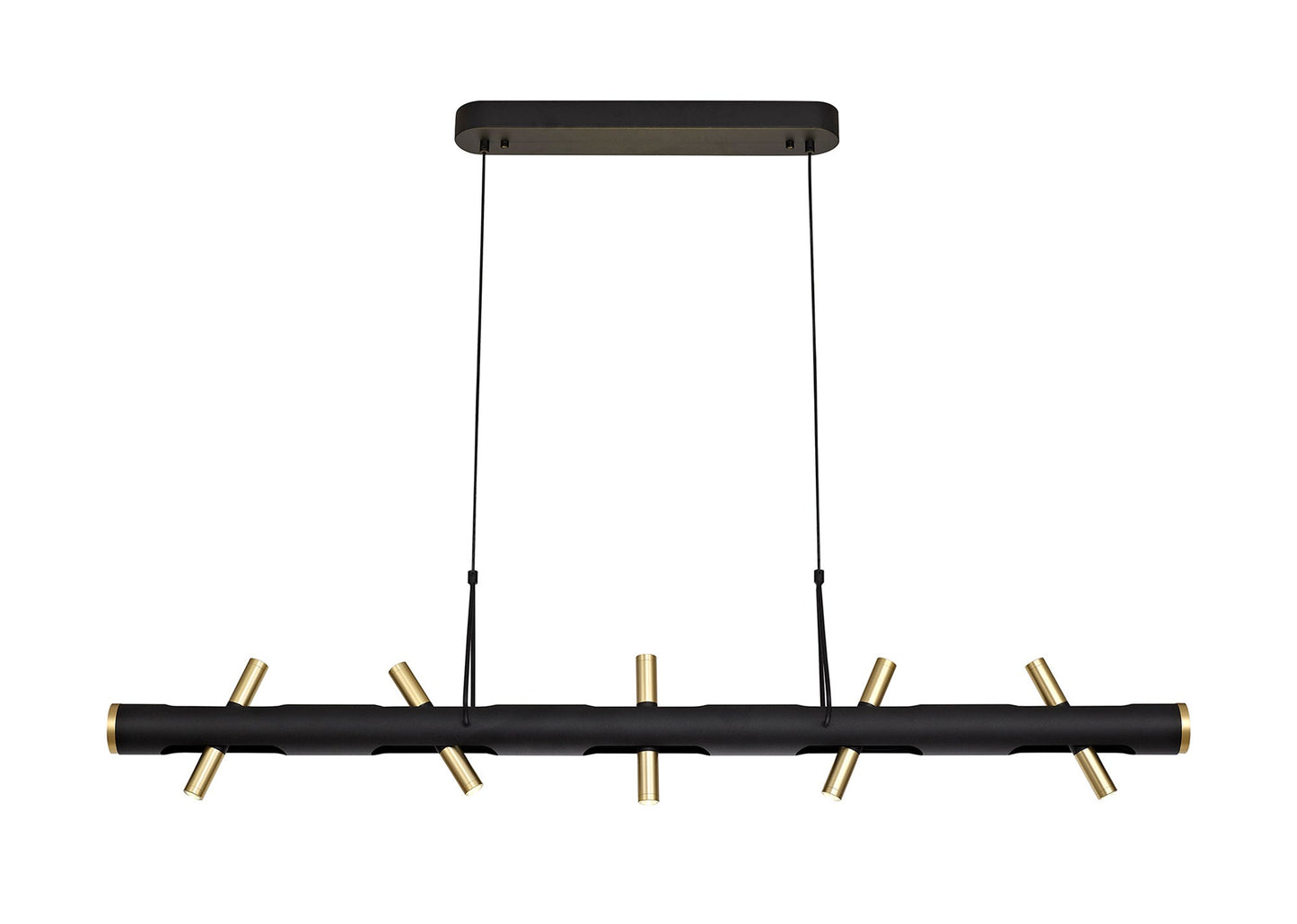 Hatchmere Linear Pendant , 10 x 2W LED, 3000K, 2800lm, Sand Black, Gold, 3yrs Warranty