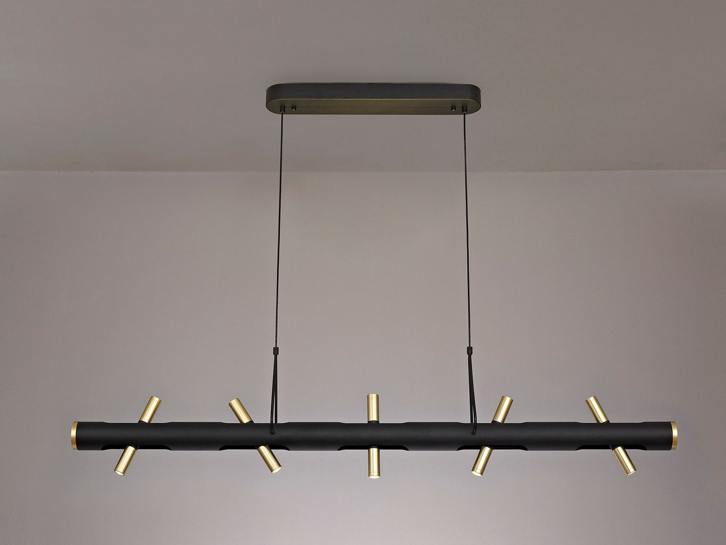 Hatchmere Linear Pendant , 10 x 2W LED, 3000K, 2800lm, Sand Black, Gold, 3yrs Warranty
