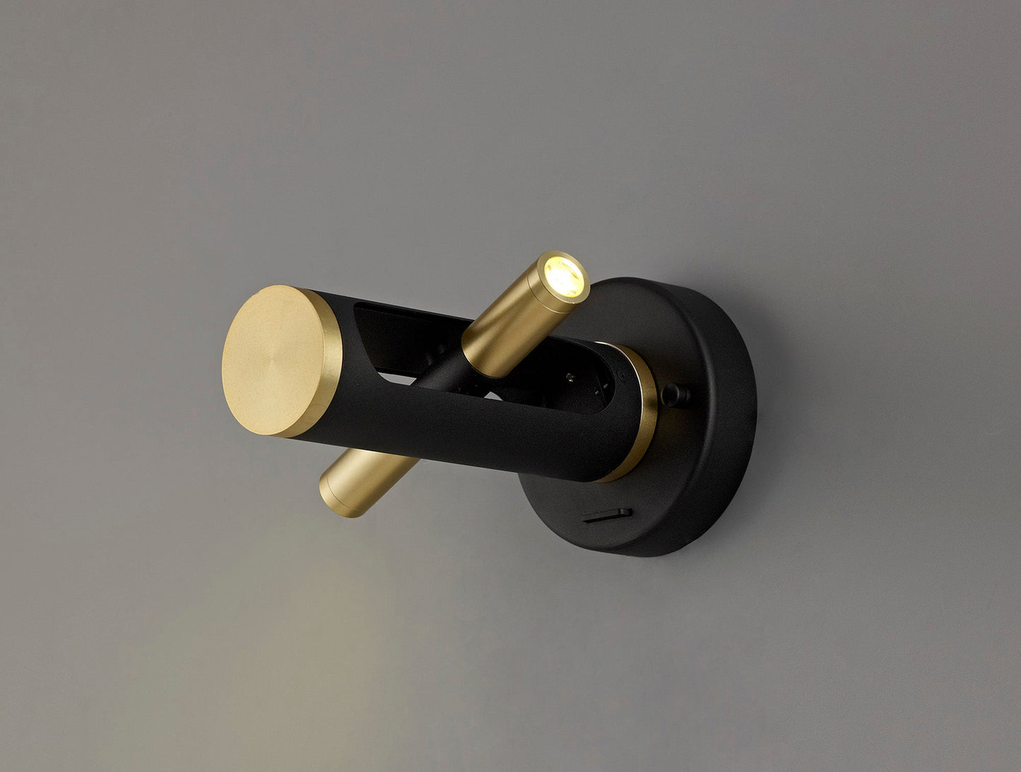 Hatchmere Switched Wall Light, 2 x 2W LED, 3000K, 560lm, Sand Black and Gold, 3yrs Warranty