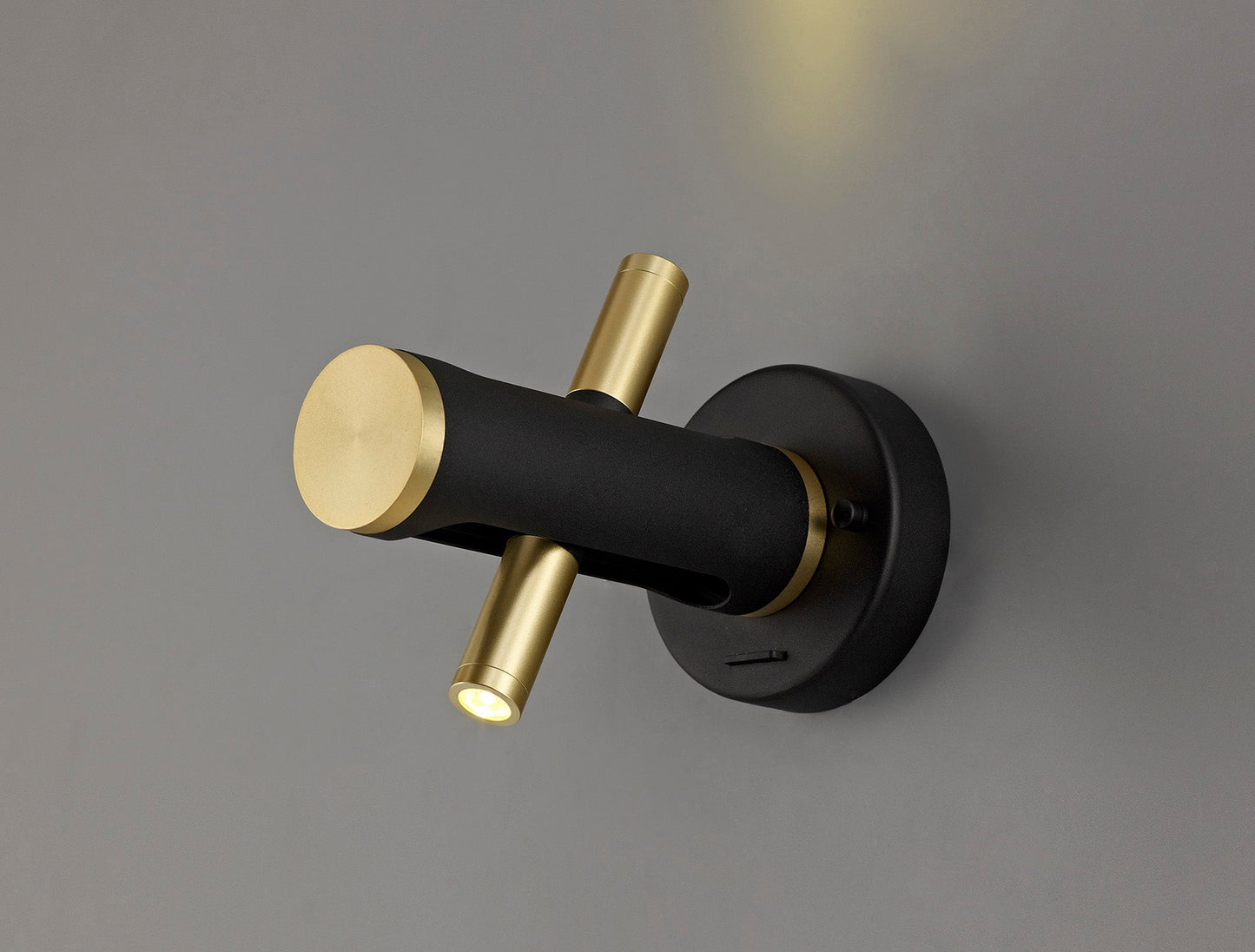 Hatchmere Switched Wall Light, 2 x 2W LED, 3000K, 560lm, Sand Black and Gold, 3yrs Warranty