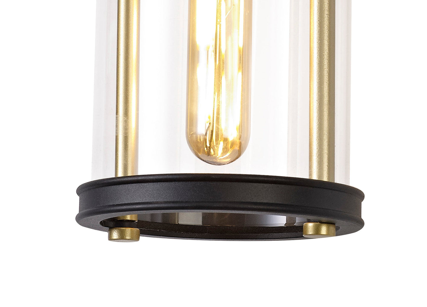 Hawthorne Small Wall Lamp, 1 x E27, Black & Gold and Clear Glass, IP54, 2yrs Warranty