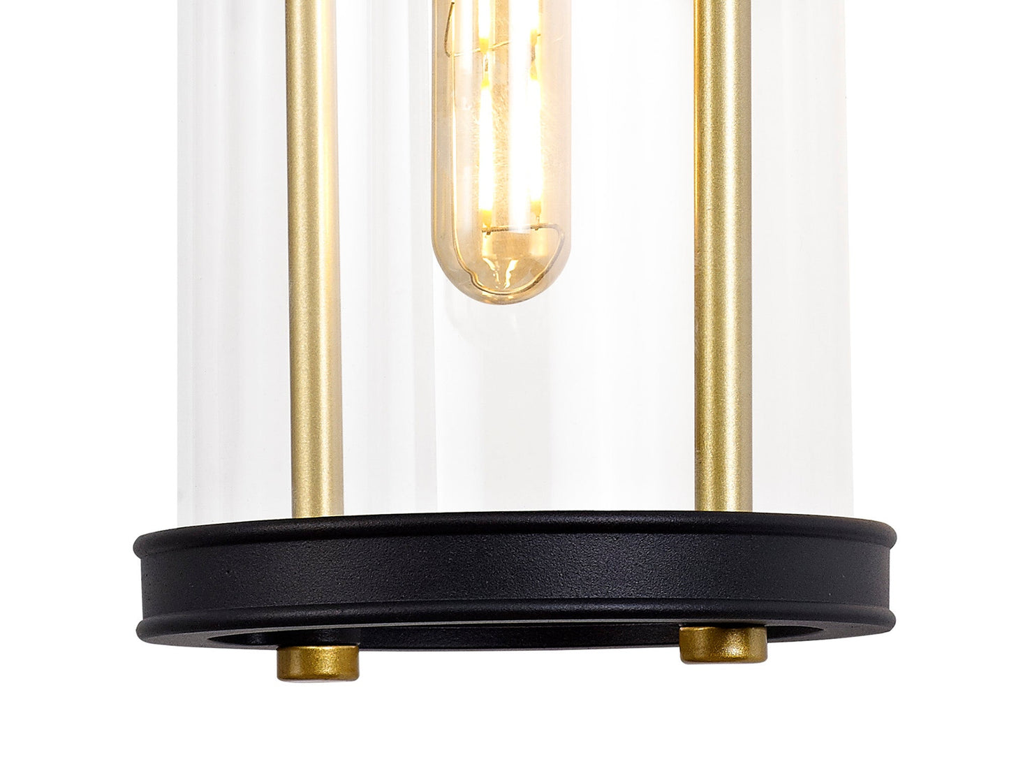 Hawthorne Large Wall Lamp, 1 x E27, Black & Gold and Clear Glass, IP54, 2yrs Warranty