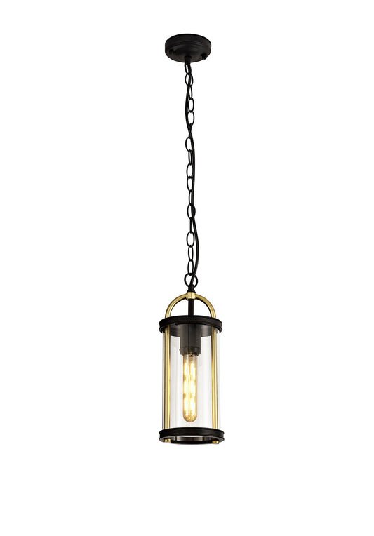 Hawthorne Pendant, 1 x E27, Black & Gold and Clear Glass, IP54, 2yrs Warranty