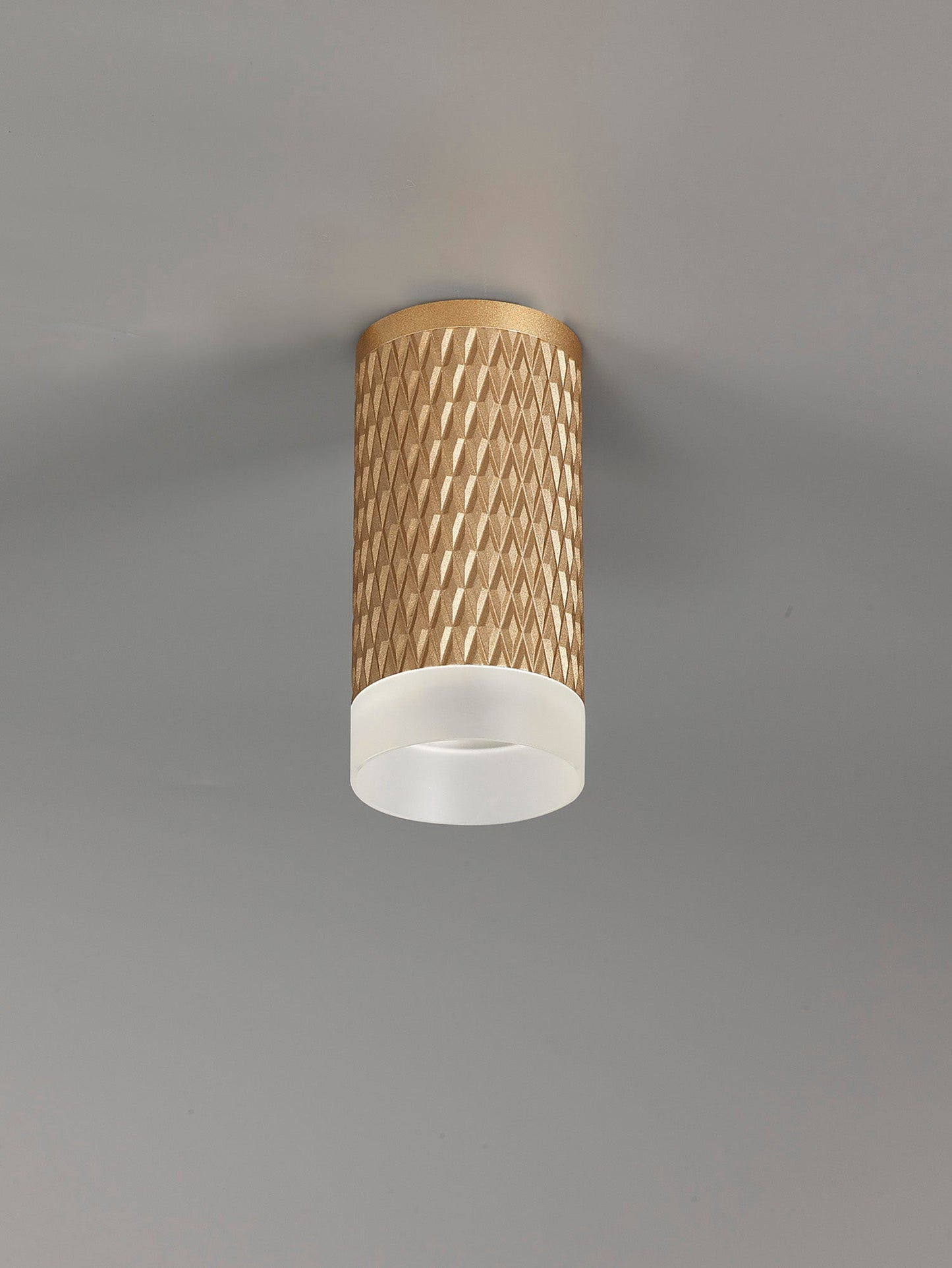 Heyes 1 Light 11cm Surface Mounted Ceiling GU10, Champagne Gold and Acrylic Ring