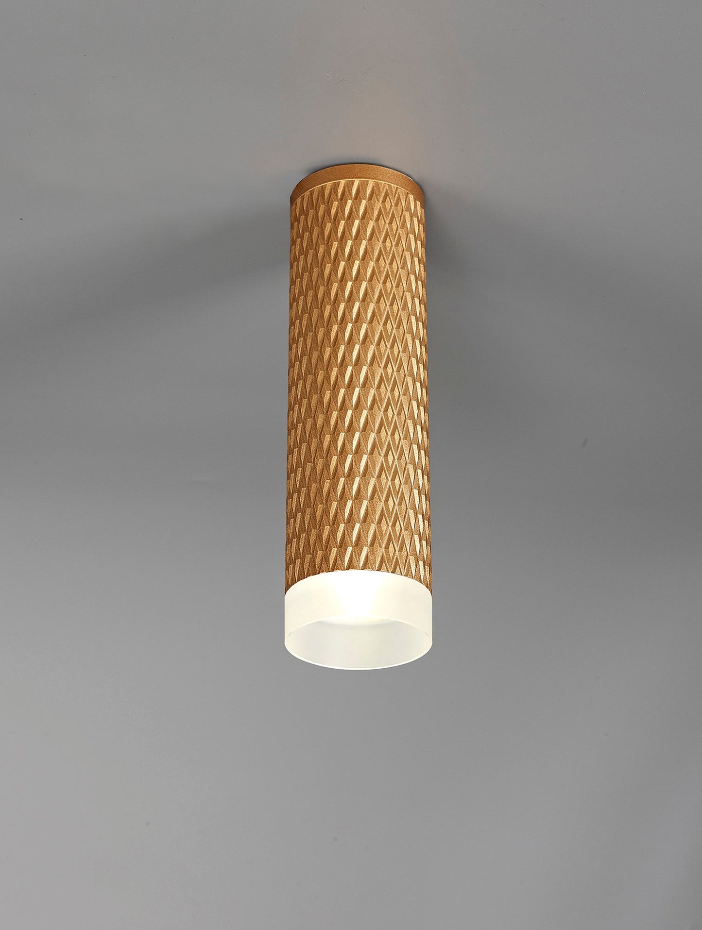 Heyes 1 Light 20cm Surface Mounted Ceiling GU10, Champagne Gold and Acrylic Ring