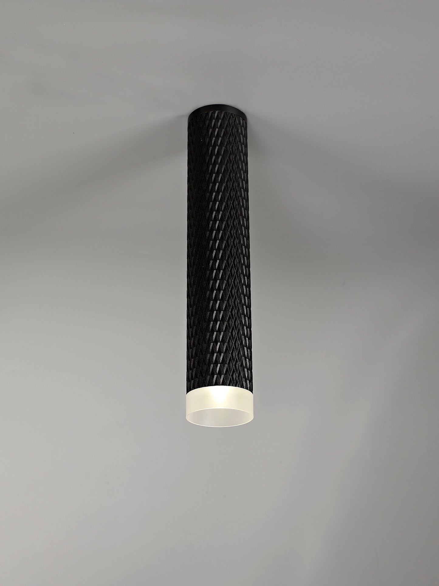 Heyes 1 Light 30cm Surface Mounted Ceiling GU10, Sand Black and Acrylic Ring