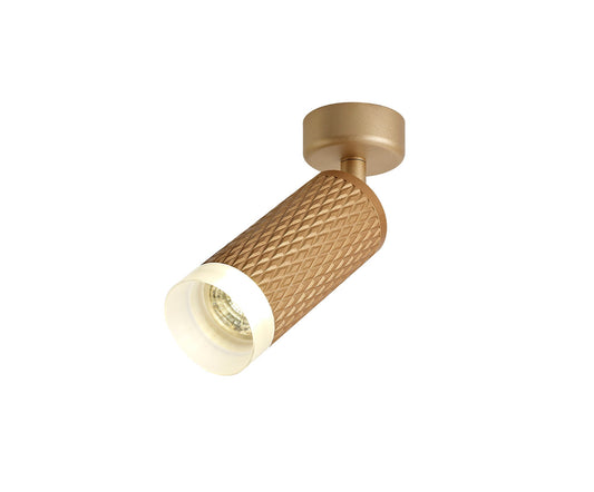 Heyes 1 Light Surface Mounted Spotlight GU10, Champagne Gold and Acrylic Ring