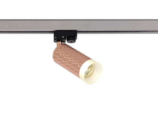 Heyes 1 Light Track Spotlight GU10, Rose Gold and Acrylic Ring