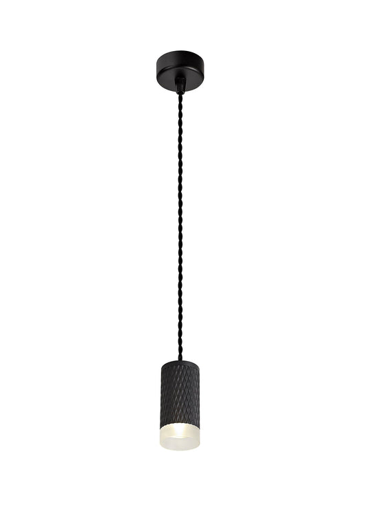 Heyes 1 Light 11cm Pendant Light GU10, Sand Black and Acrylic Ring