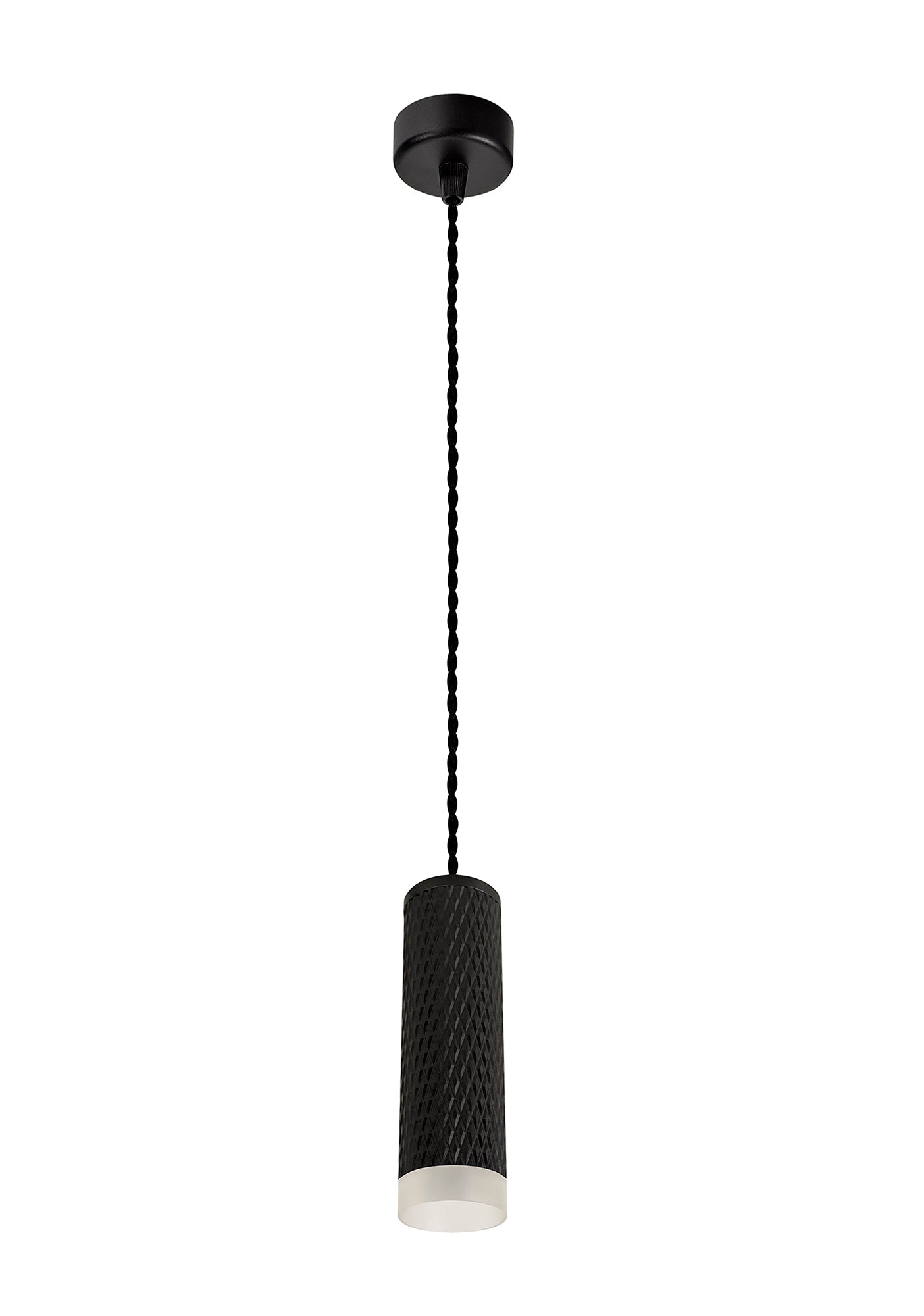 Heyes 1 Light 20cm Pendant Light GU10, Sand Black and Acrylic Ring