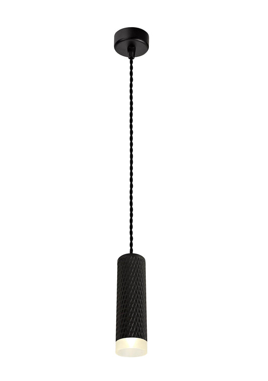 Heyes 1 Light 20cm Pendant Light GU10, Sand Black and Acrylic Ring