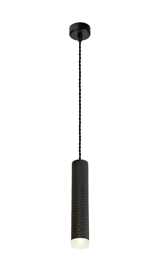 Heyes 1 Light 30cm Pendant Light GU10, Sand Black and Acrylic Ring