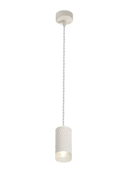 Heyes 1 Light 11cm Pendant Light GU10, Sand White and Acrylic Ring