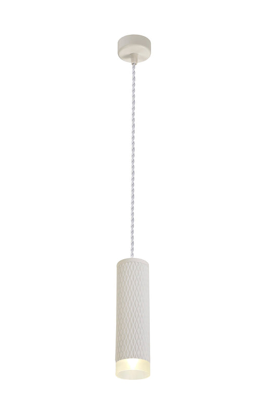 Heyes 1 Light 20cm Pendant Light GU10, Sand White and Acrylic Ring