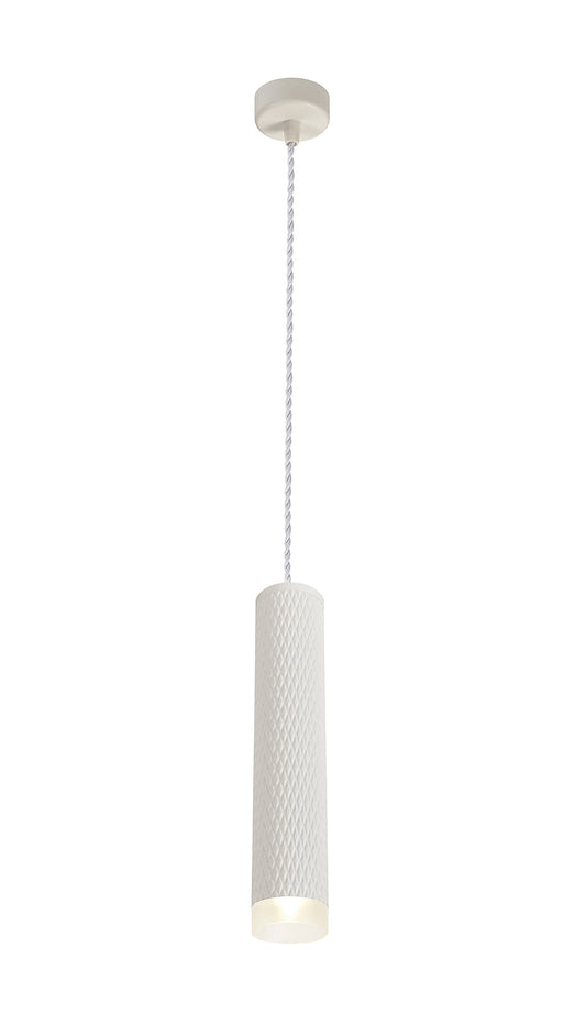 Heyes 1 Light 30cm Pendant Light GU10, Sand White and Acrylic Ring
