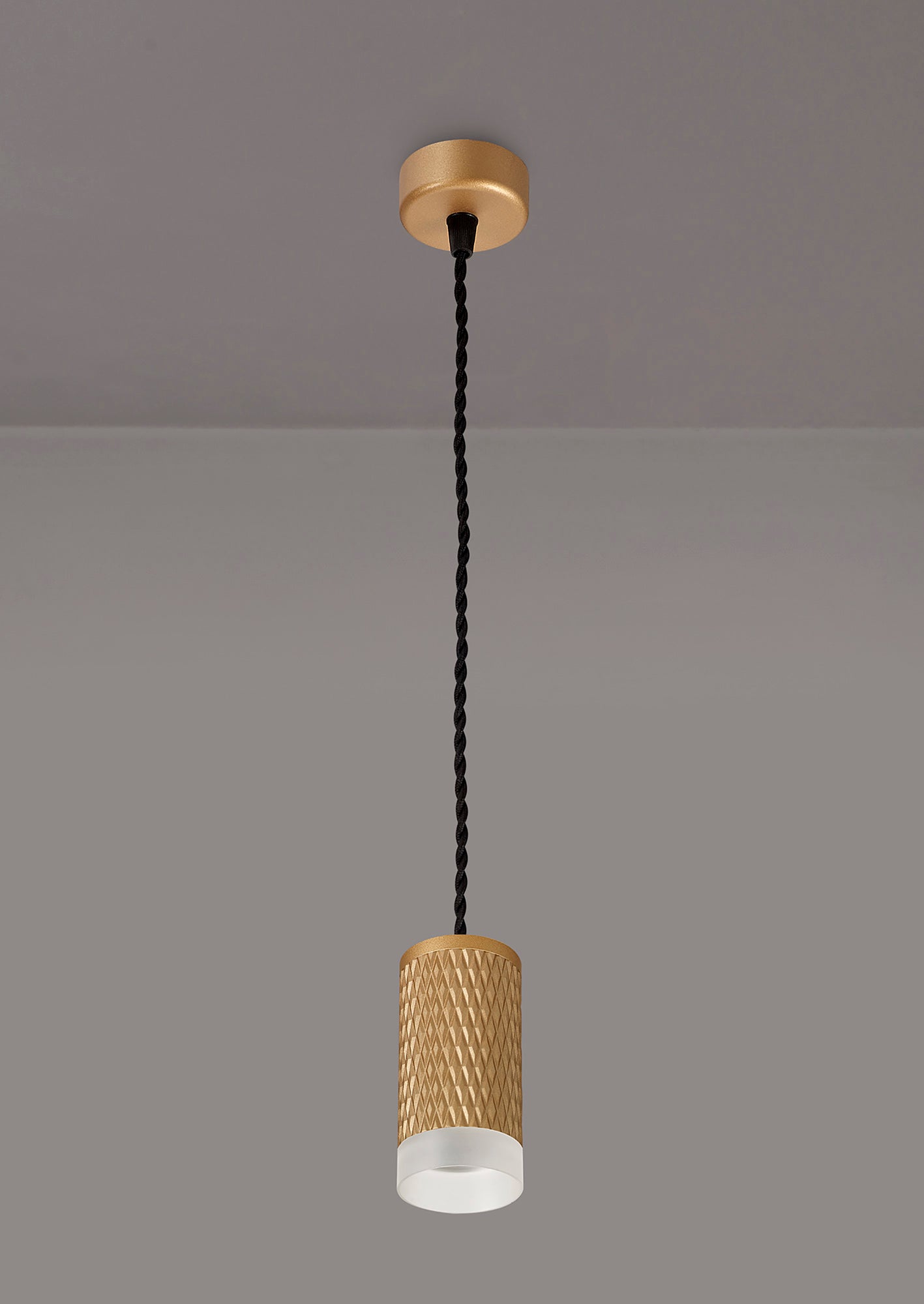 Heyes 1 Light 11cm Pendant Light GU10, Champagne Gold and Acrylic Ring