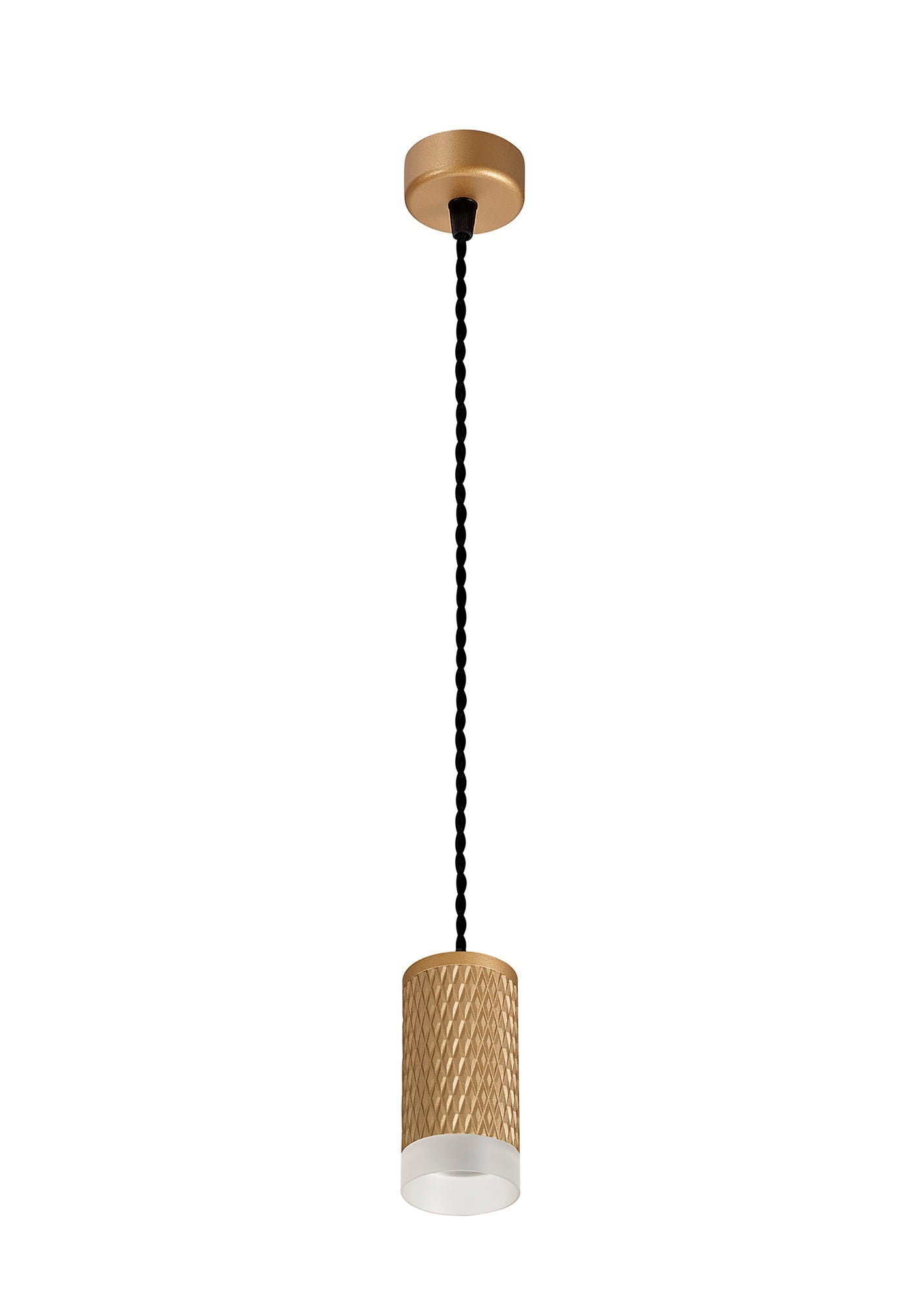 Heyes 1 Light 11cm Pendant Light GU10, Champagne Gold and Acrylic Ring