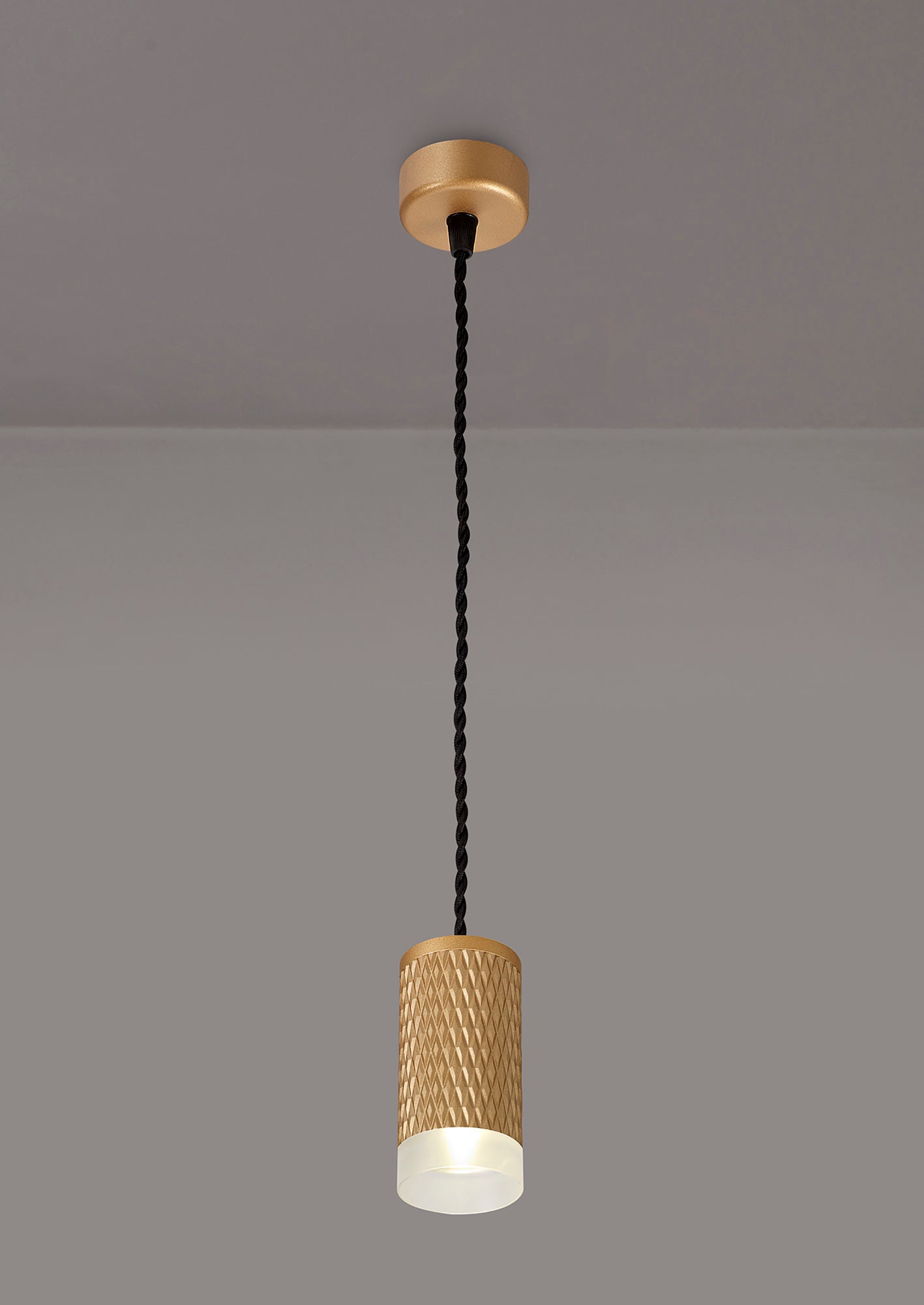 Heyes 1 Light 11cm Pendant Light GU10, Champagne Gold and Acrylic Ring