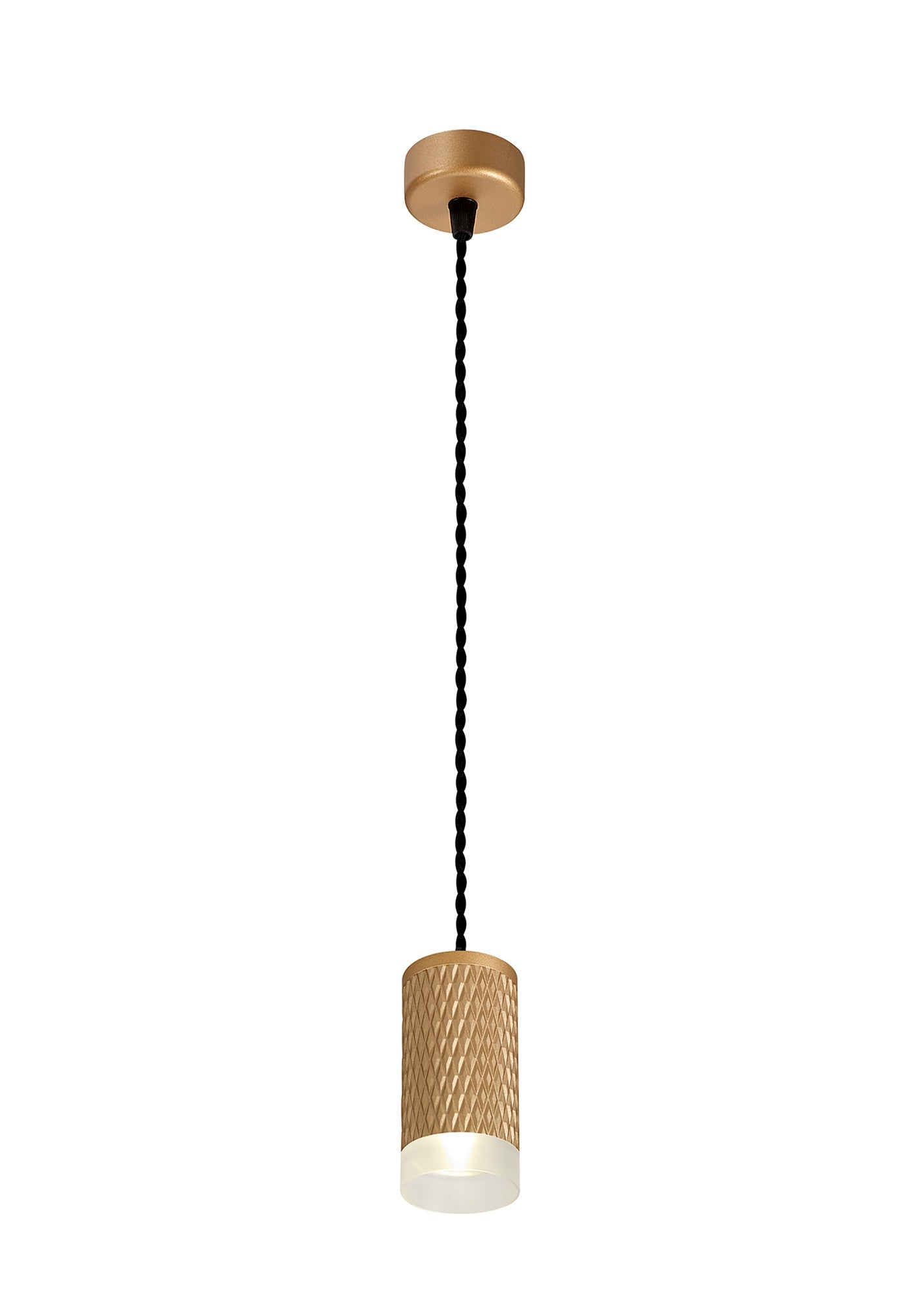 Heyes 1 Light 11cm Pendant Light GU10, Champagne Gold and Acrylic Ring