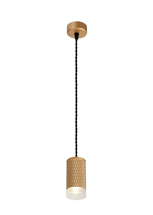 Heyes 1 Light 11cm Pendant Light GU10, Champagne Gold and Acrylic Ring