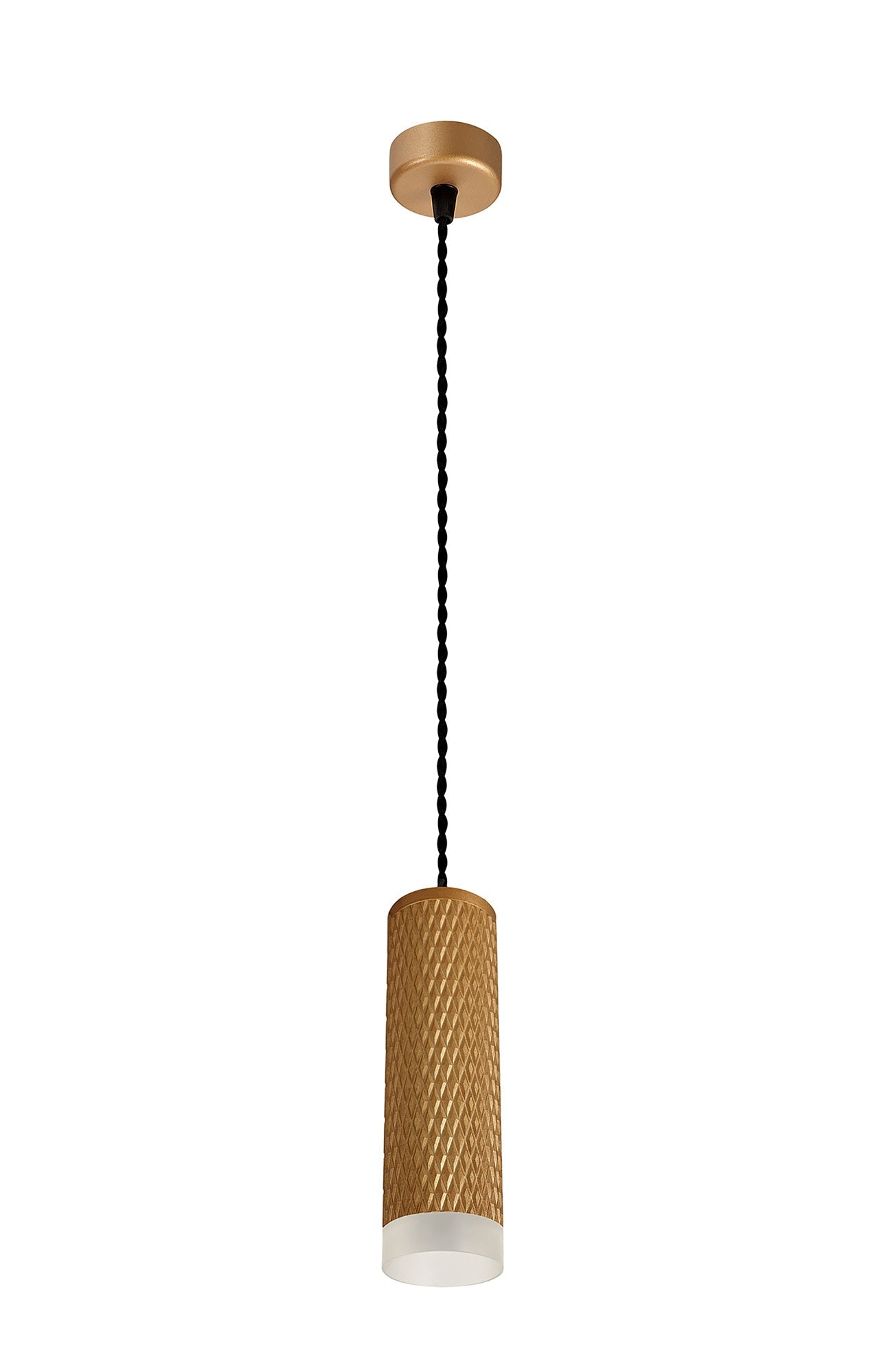 Heyes 1 Light 20cm Pendant Light GU10, Champagne Gold and Acrylic Ring