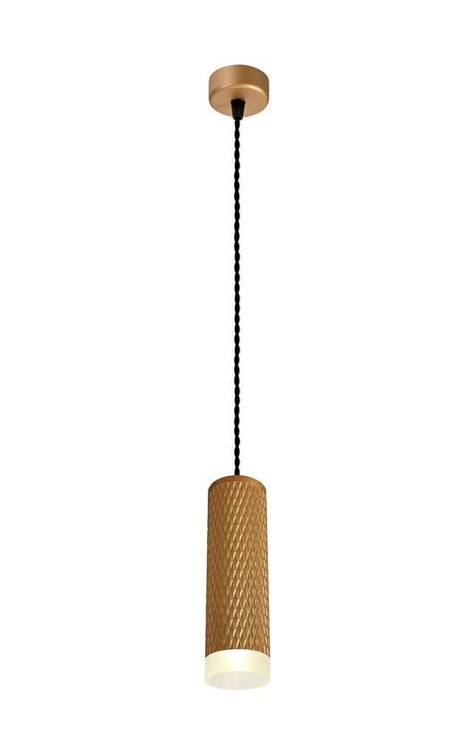 Heyes 1 Light 20cm Pendant Light GU10, Champagne Gold and Acrylic Ring