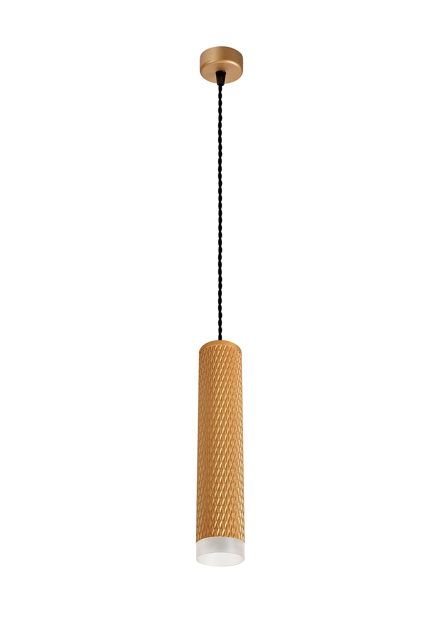 Heyes 1 Light 30cm Pendant Light GU10, Champagne Gold and Acrylic Ring