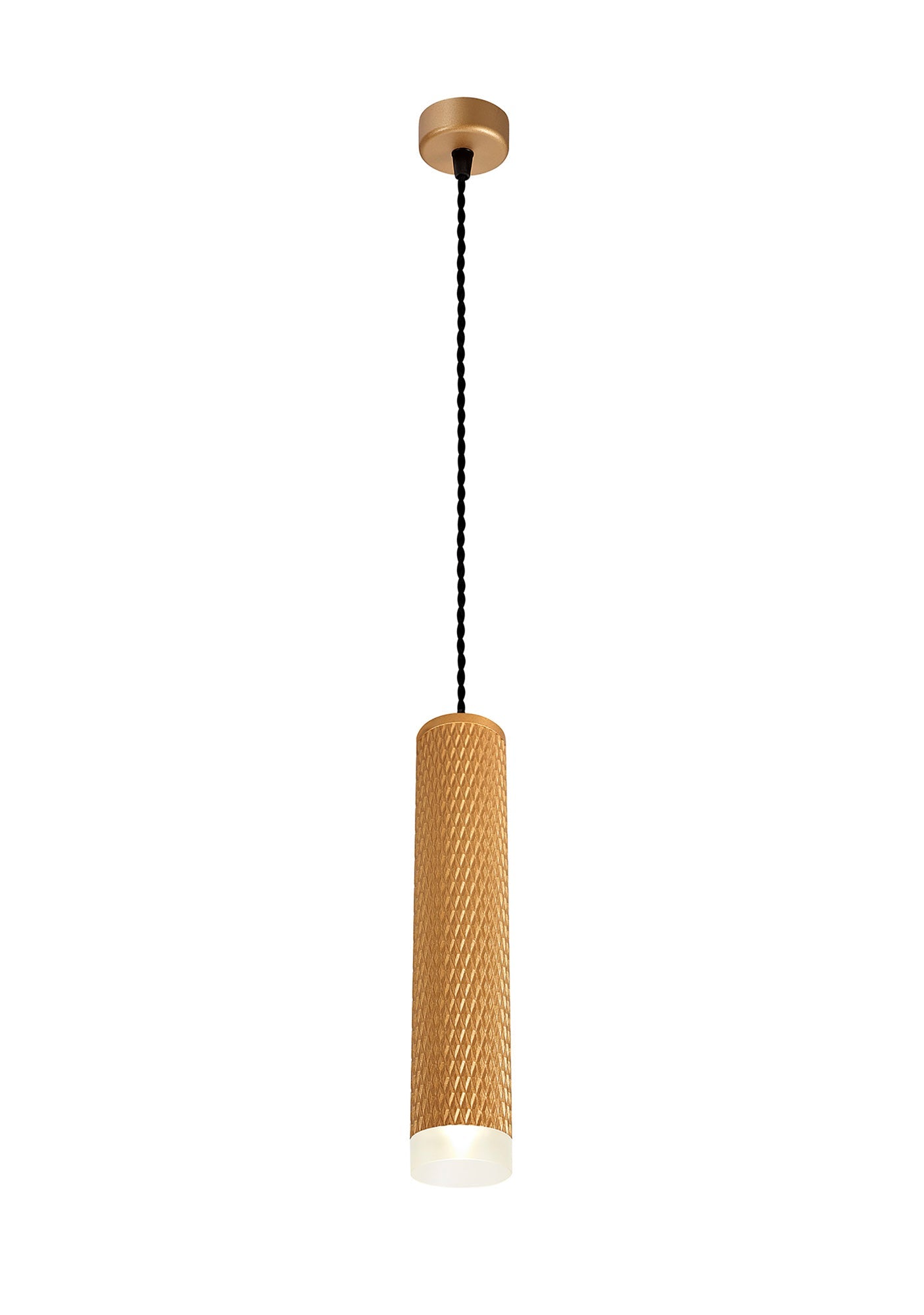 Heyes 1 Light 30cm Pendant Light GU10, Champagne Gold and Acrylic Ring