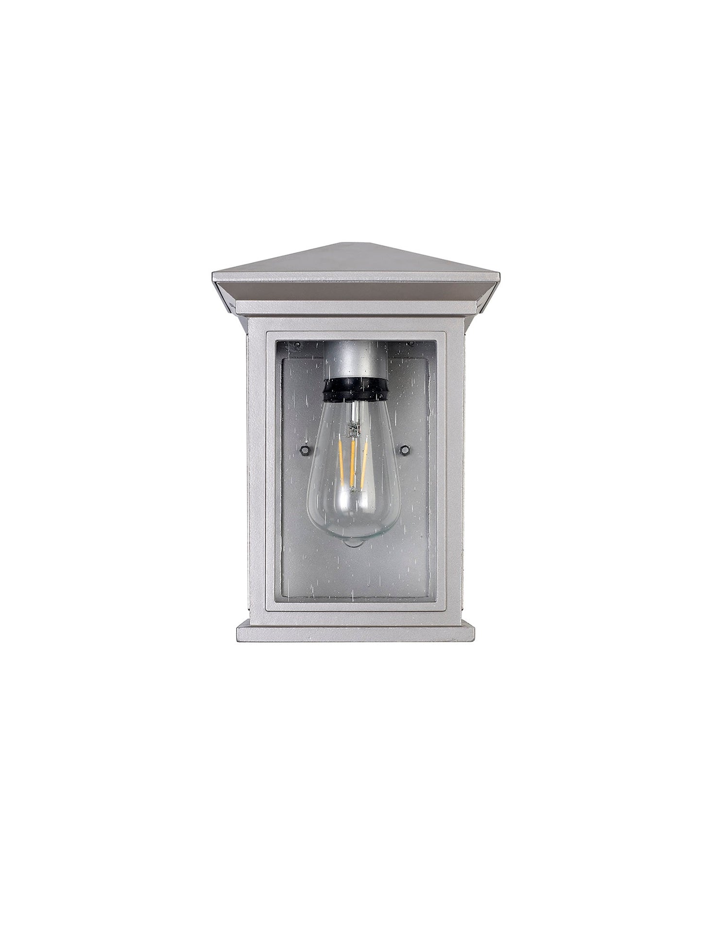 Jaskell Flush Wall Lamp, 1 x E27, IP54, Silver Grey and Clear Seeded Glass, 2yrs Warranty