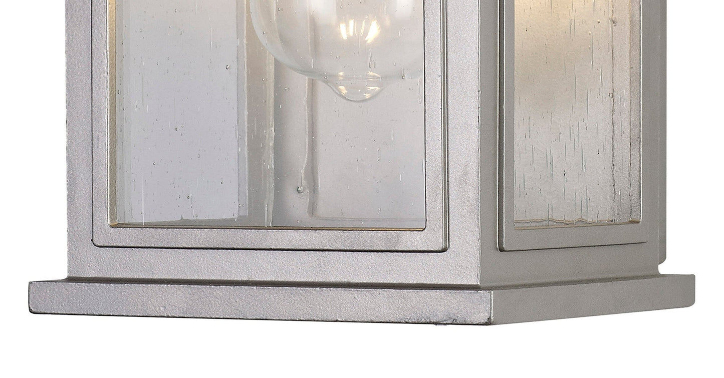 Jaskell Flush Wall Lamp, 1 x E27, IP54, Silver Grey and Clear Seeded Glass, 2yrs Warranty