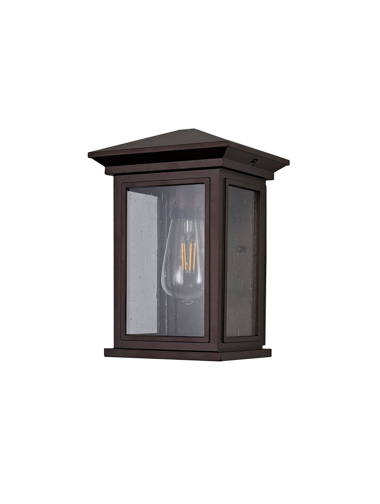 Jaskell Flush Wall Lamp, 1 x E27, IP54, Antique Bronze and Clear Seeded Glass, 2yrs Warranty