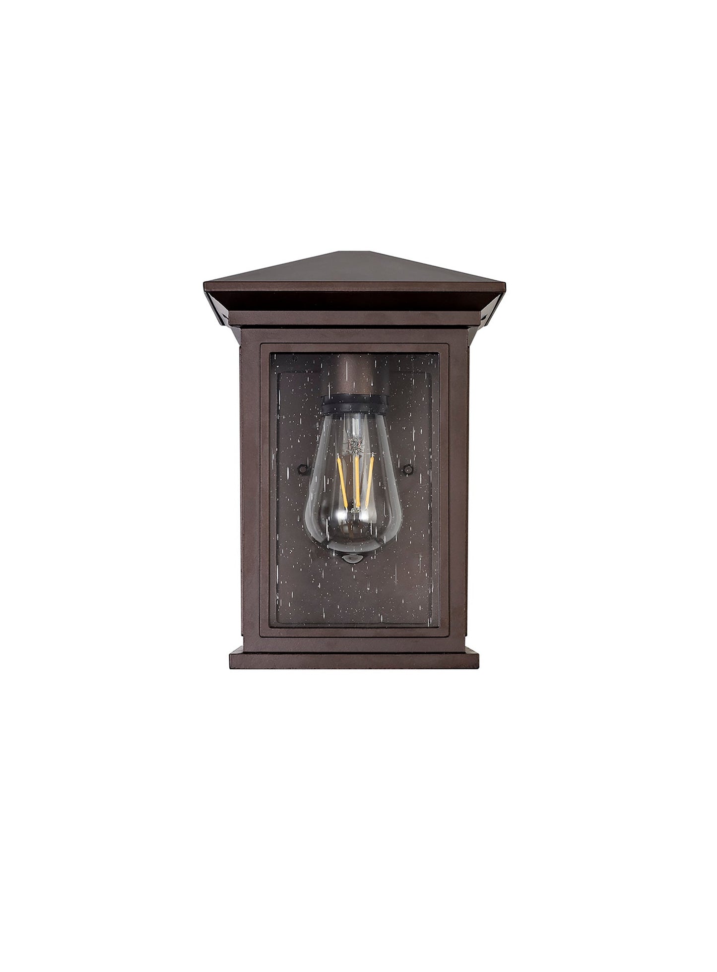 Jaskell Flush Wall Lamp, 1 x E27, IP54, Antique Bronze and Clear Seeded Glass, 2yrs Warranty