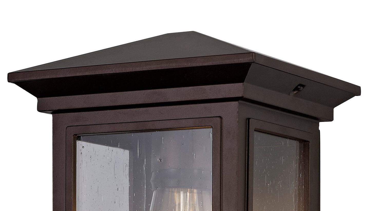 Jaskell Flush Wall Lamp, 1 x E27, IP54, Antique Bronze and Clear Seeded Glass, 2yrs Warranty