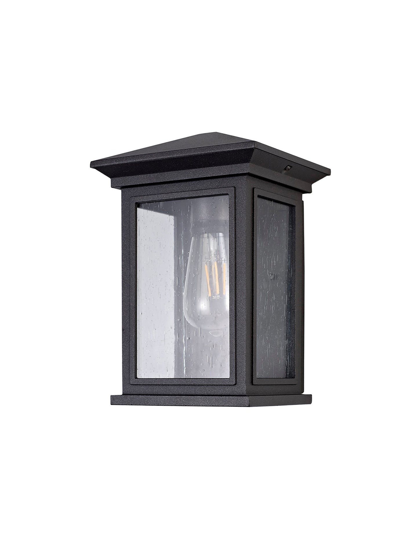 Jaskell Flush Wall Lamp, 1 x E27, IP54, Anthracite and Clear Seeded Glass, 2yrs Warranty