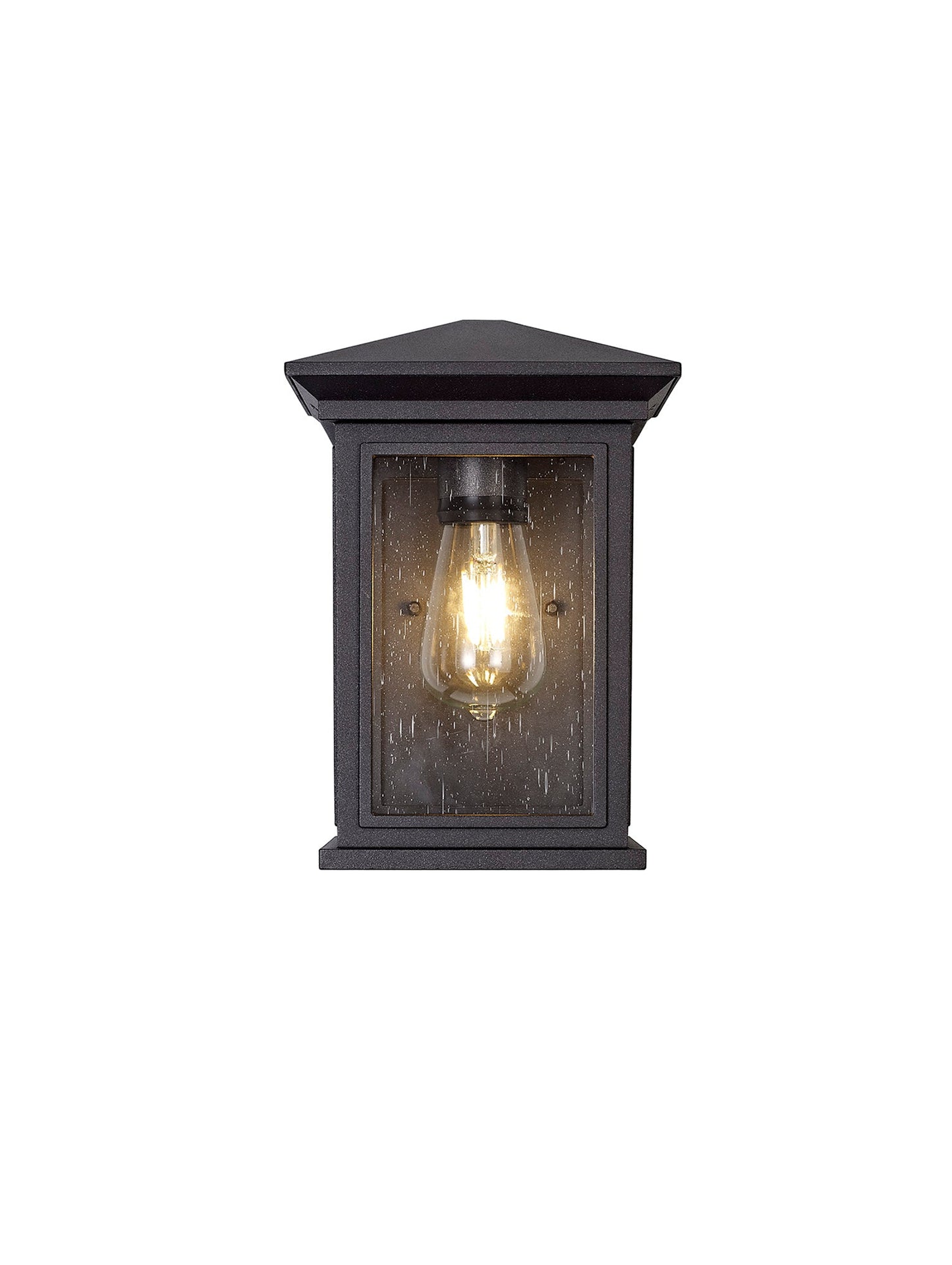 Jaskell Flush Wall Lamp, 1 x E27, IP54, Anthracite and Clear Seeded Glass, 2yrs Warranty