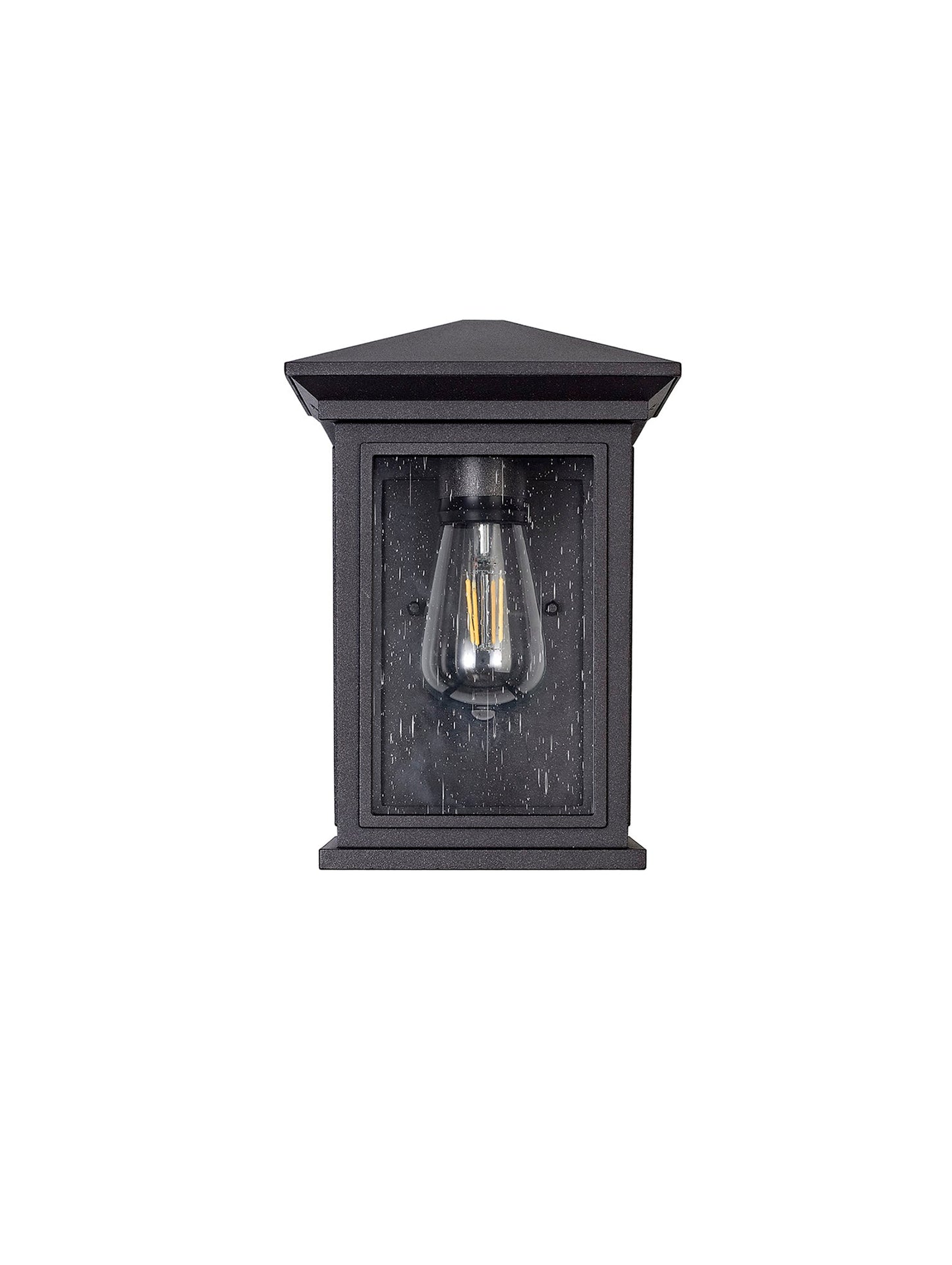 Jaskell Flush Wall Lamp, 1 x E27, IP54, Anthracite and Clear Seeded Glass, 2yrs Warranty
