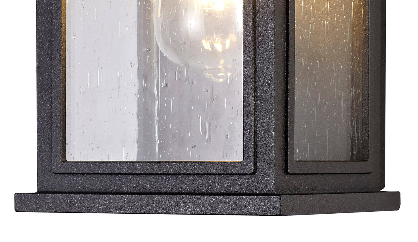 Jaskell Flush Wall Lamp, 1 x E27, IP54, Anthracite and Clear Seeded Glass, 2yrs Warranty