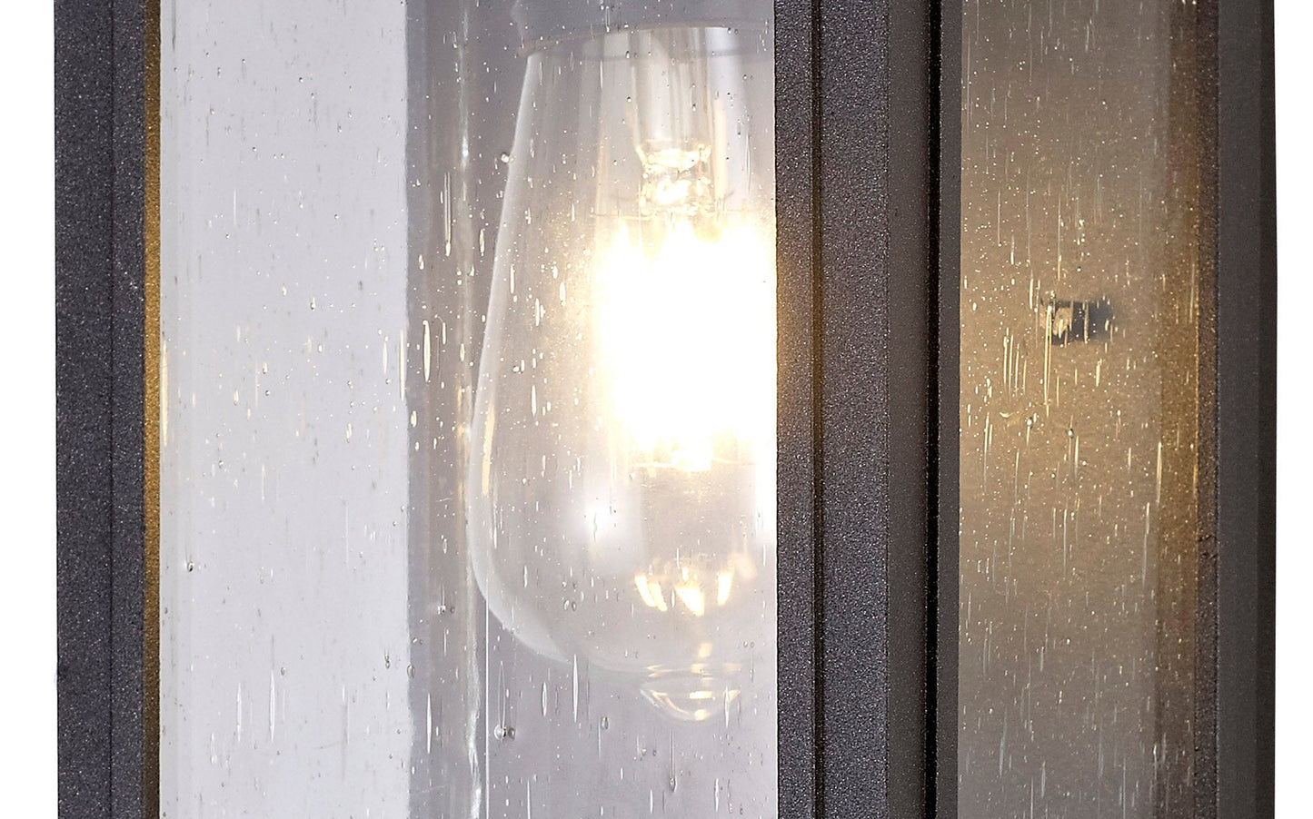 Jaskell Flush Wall Lamp, 1 x E27, IP54, Anthracite and Clear Seeded Glass, 2yrs Warranty