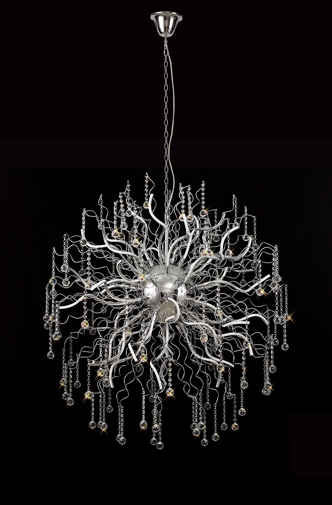 Kerridge Dimmable Pendant, 40 x 3.4W LED, 3000K, 10500lm, Polished Chrome, 3yrs Warranty