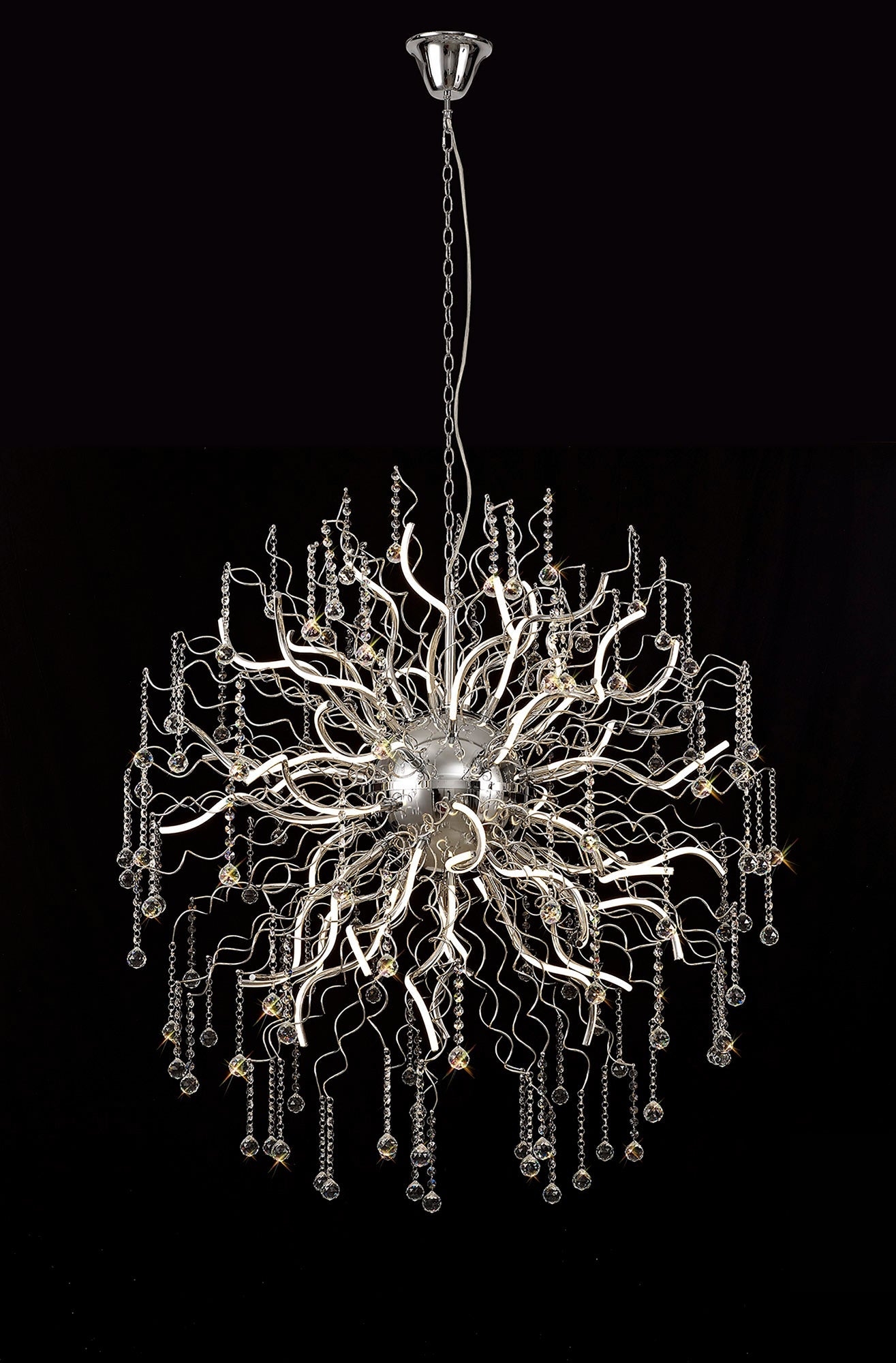 Kerridge Dimmable Pendant, 40 x 3.4W LED, 3000K, 10500lm, Polished Chrome, 3yrs Warranty