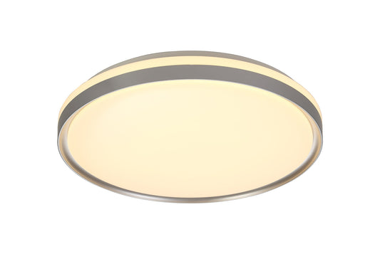 King Ceiling 48cm, 1 x 36W LED 3 Step-Dimmable, 3000K, 1575lm, IP44, Silver and White Acrylic, 3yrs Warranty