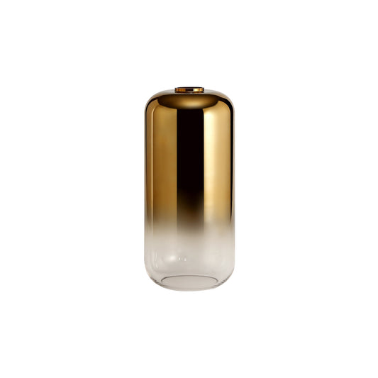Kingsley 16cm Cylinder Glass, Brass Gold and Clear