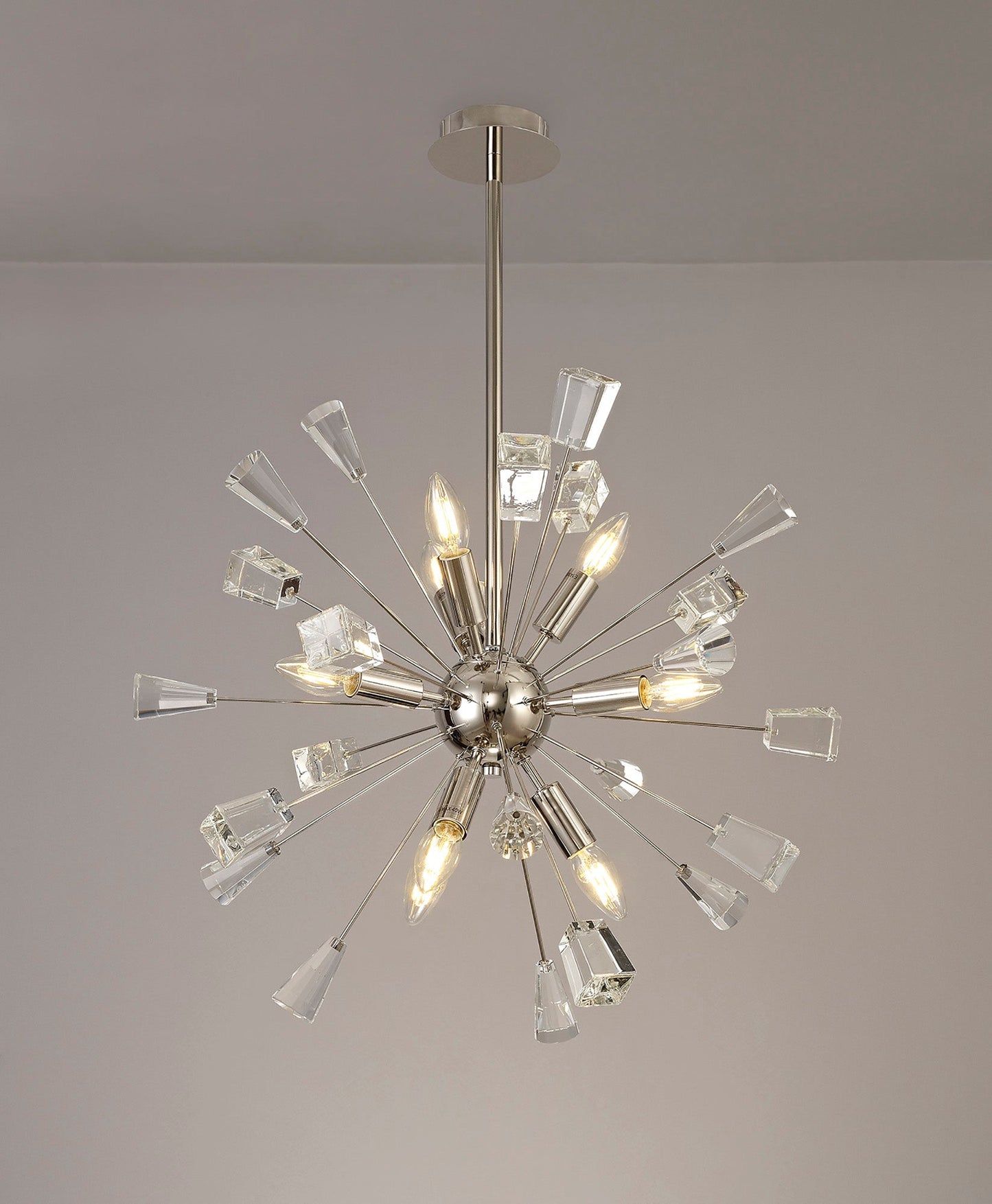 Knutsford Sputnik Pendant, 9 Light E14, Polished Nickel and Crystal